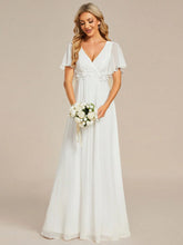 Elegant V-Neck Applique Chiffon Wedding Dress